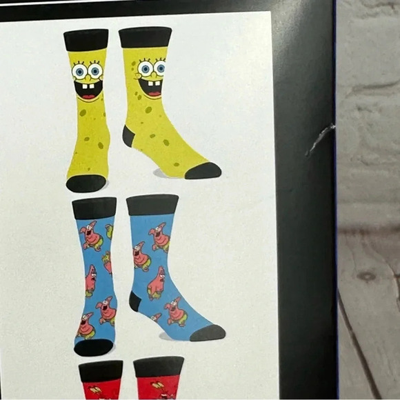 nickelodeon sponge bob squarepants casual crew socks 6pk - Picture 4 of 7